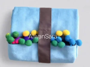 Kids prayer rug blue pompom