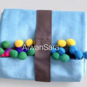 Kids prayer rug blue pompom