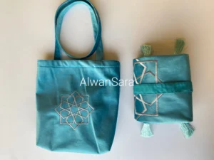 portable prayer rug bag alwansara islamicstar blue1