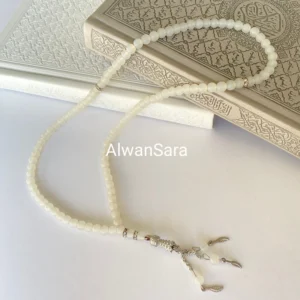 مسبحة tasbeeh prayerbeads alwansara quran white