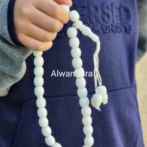 مسبحة tasbeeh prayerbeads alwansara white3